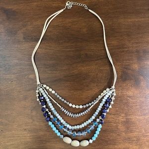 Shades of Blue and Gray Bead Multi-strand Necklace